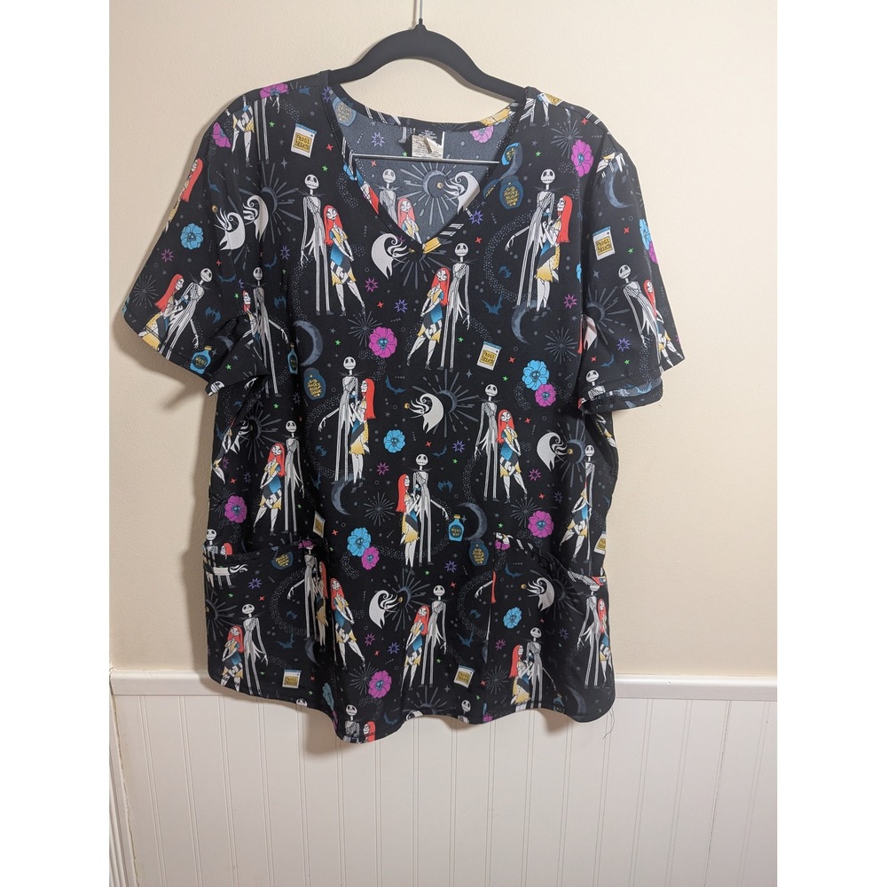 Disney Nightmare Before Christmas Scrub Top Women Large Jack Sally WM32T745LA